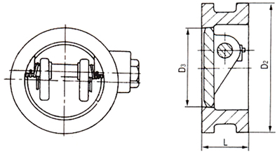 H77型對夾式止回閥結(jié)構(gòu)示意圖 H77型對夾式止回閥結(jié)構(gòu)示意圖